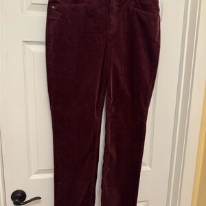 Talbots Women's Dark Burgundy Straight Leg Cordory Pants